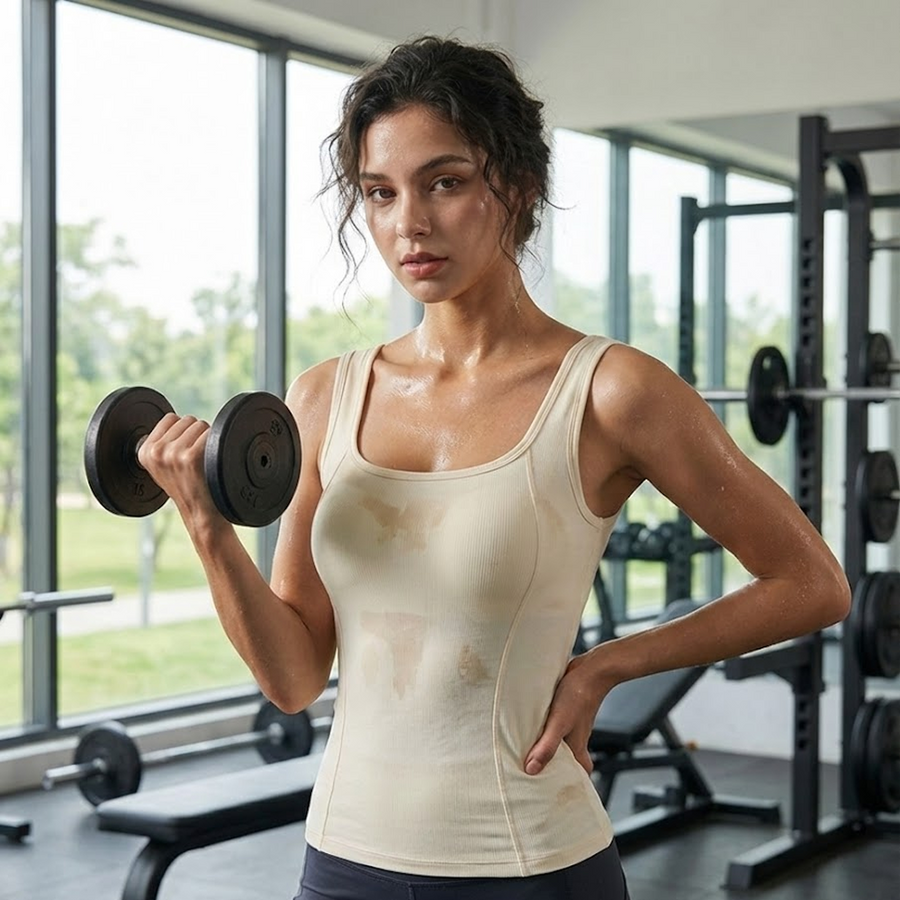 Woman wearing the Pavwerly support cami during a workout