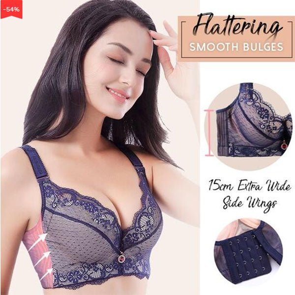 Women's Push Up Lace Bra - Wireless Full Coverage Comfort With Cotton Fabric