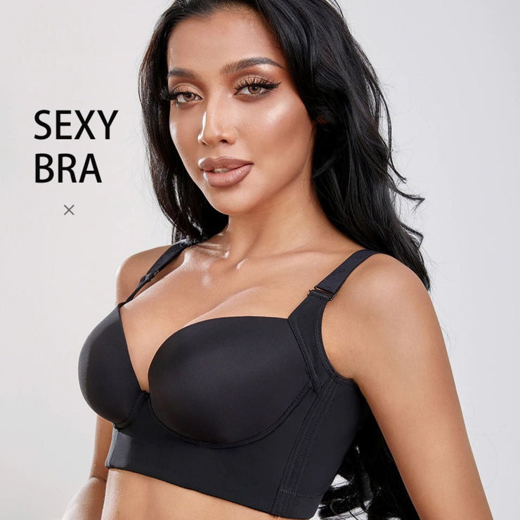MJUHNHH everyday bras, Women Deep Cup Bras,Fashion Deep Cup Bra Hides Back  Fat bra Plus Size Push Up Sports Bras (Color : Black, Size : 32/70CDE) at   Women's Clothing store
