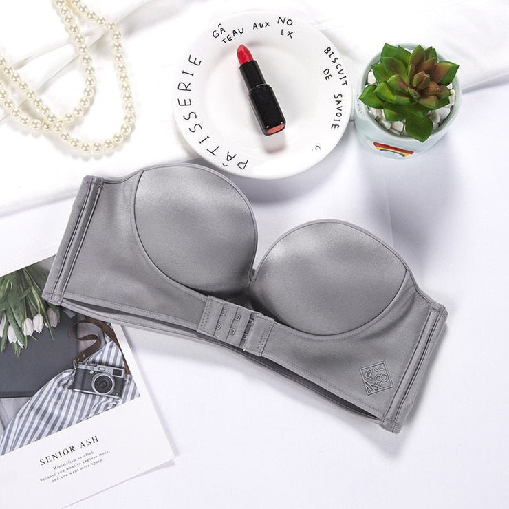 Strapless Front Buckle Lift Bra, Gray, 32/70B : : Clothing, Shoes  & Accessories