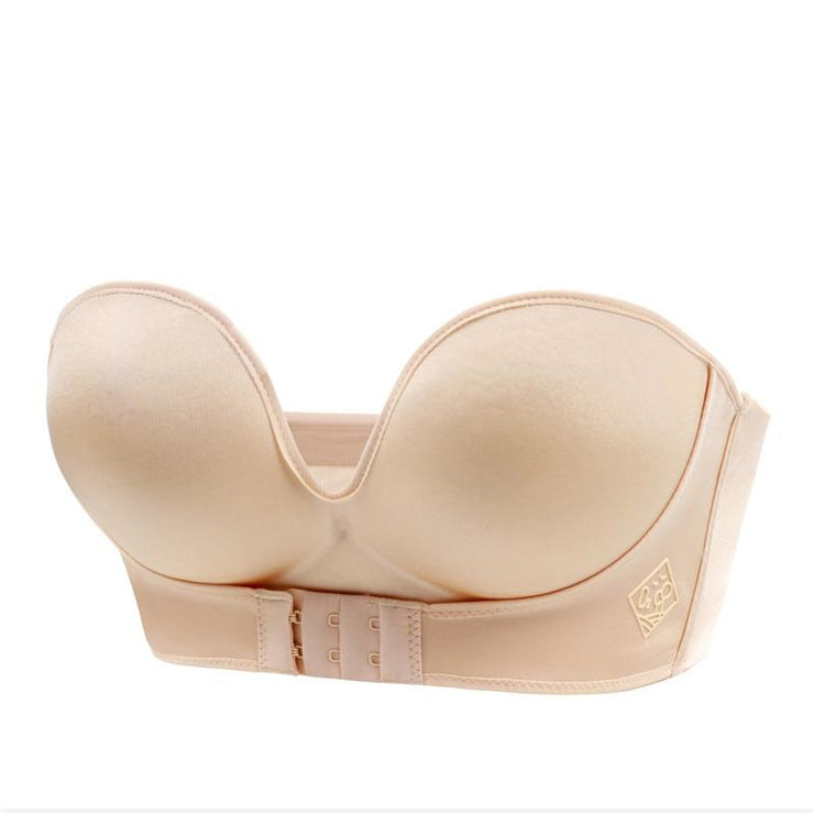 Strapless Front Buckle Lift Bra (Beige,32/70A) at  Women's Clothing  store