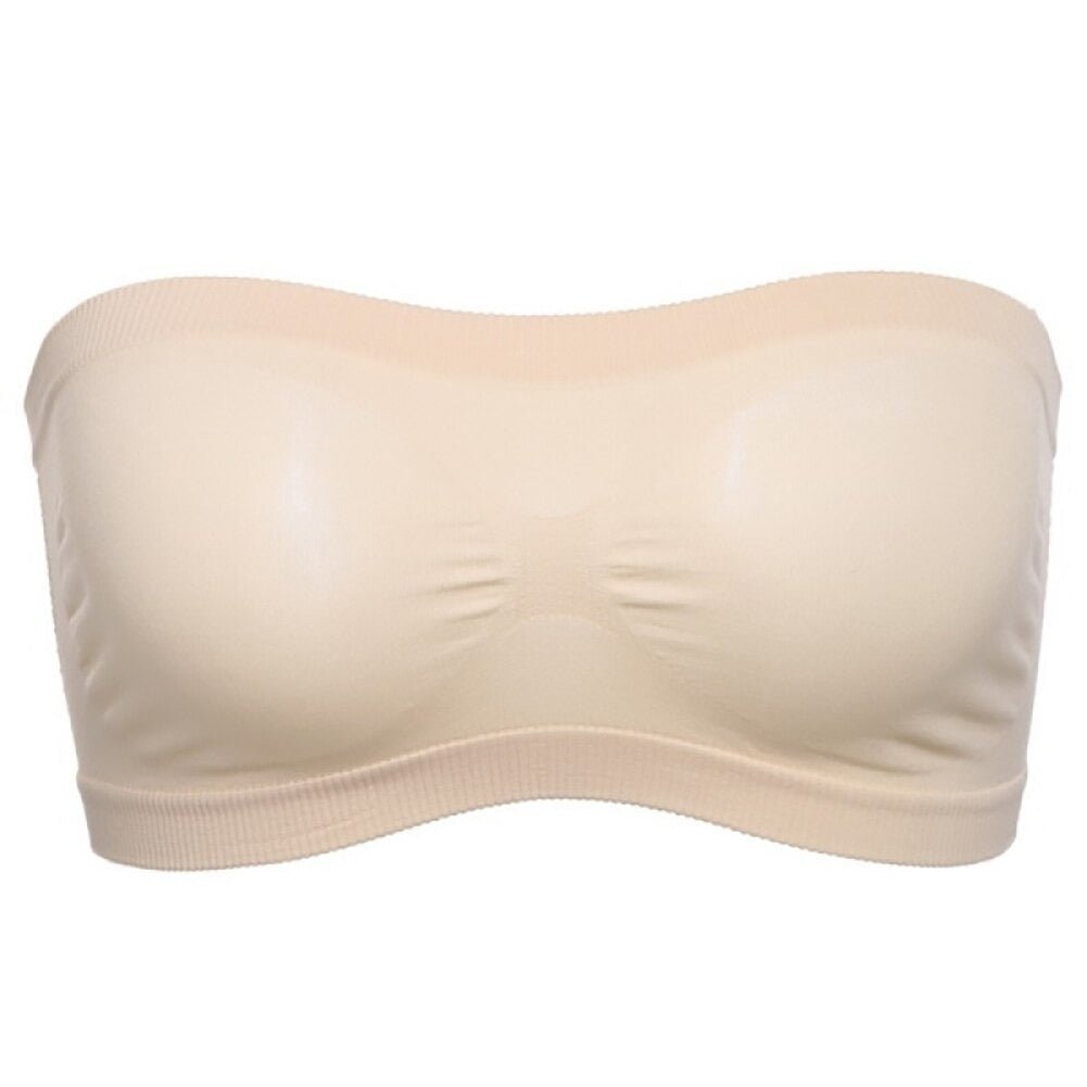 Aivtalk Strapless Bras for Women Padded Lace Bandeau Bra with Support Wireless  Strapless Bra Tube Top Beige M at  Women's Clothing store