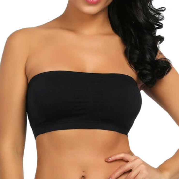 FOCUSSEXY 3-Pack Strapless Tube Top Bra Mini Bandeau Strapless
